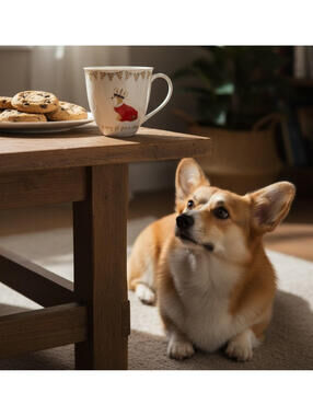 "A Mug Fit For A Queen" by Millie Green, Corgi In Crown and Royal Carriage. Tea